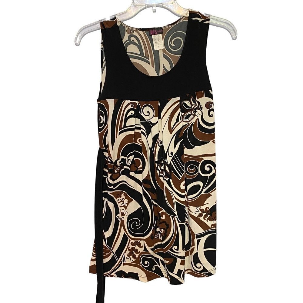Agenda Sleeveless Stretchy Slinky Tunic with Attached Belt Women's Size Small